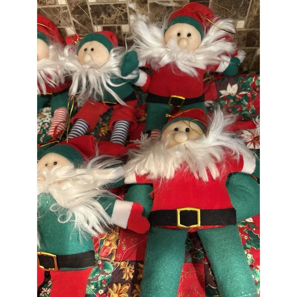 Vintage Christmas Flocked Santa  pixie doll 10